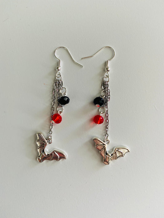 The Bat Silver Dangle Earrings